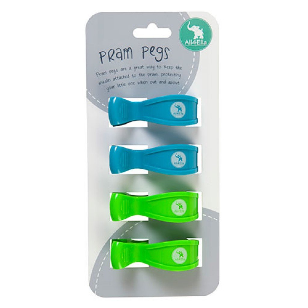 All4Ella Pram Pegs (4set) - Blue / Green (Fluro)