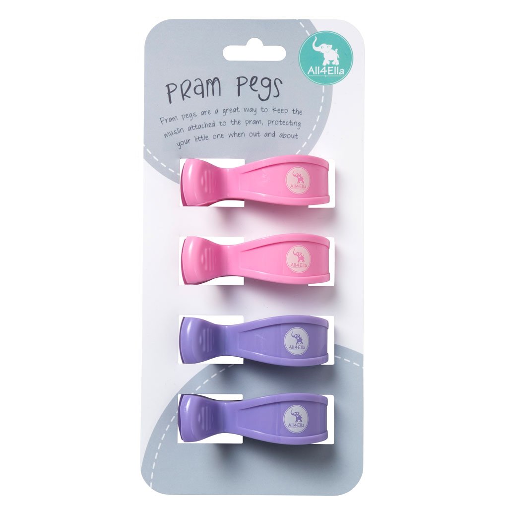 All4Ella Pram Pegs (4set) - Pastel Purple / Pink