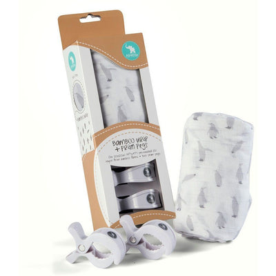 All4Ella Bamboo Baby Swaddle Wrap & Pram Peg Set - Penguin - Swaddle - All4Ella - Afterpay - Zippay Carry Them Close