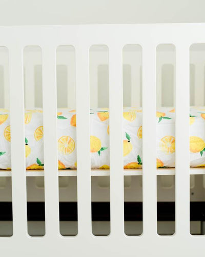 Little Unicorn - Cotton Muslin Cot Sheet - Lemon