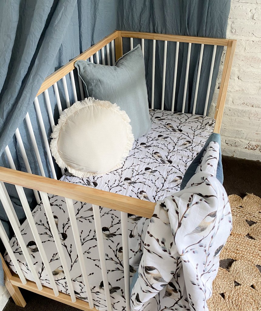 Pop Ya Tot - Cotton Muslin Cot Sheet - Bluebird