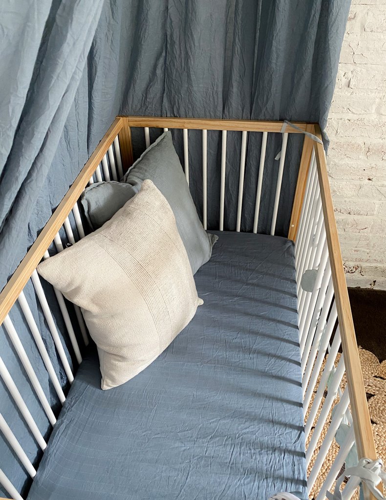 Pop Ya Tot - Cotton Muslin Cot Sheet - French Blue