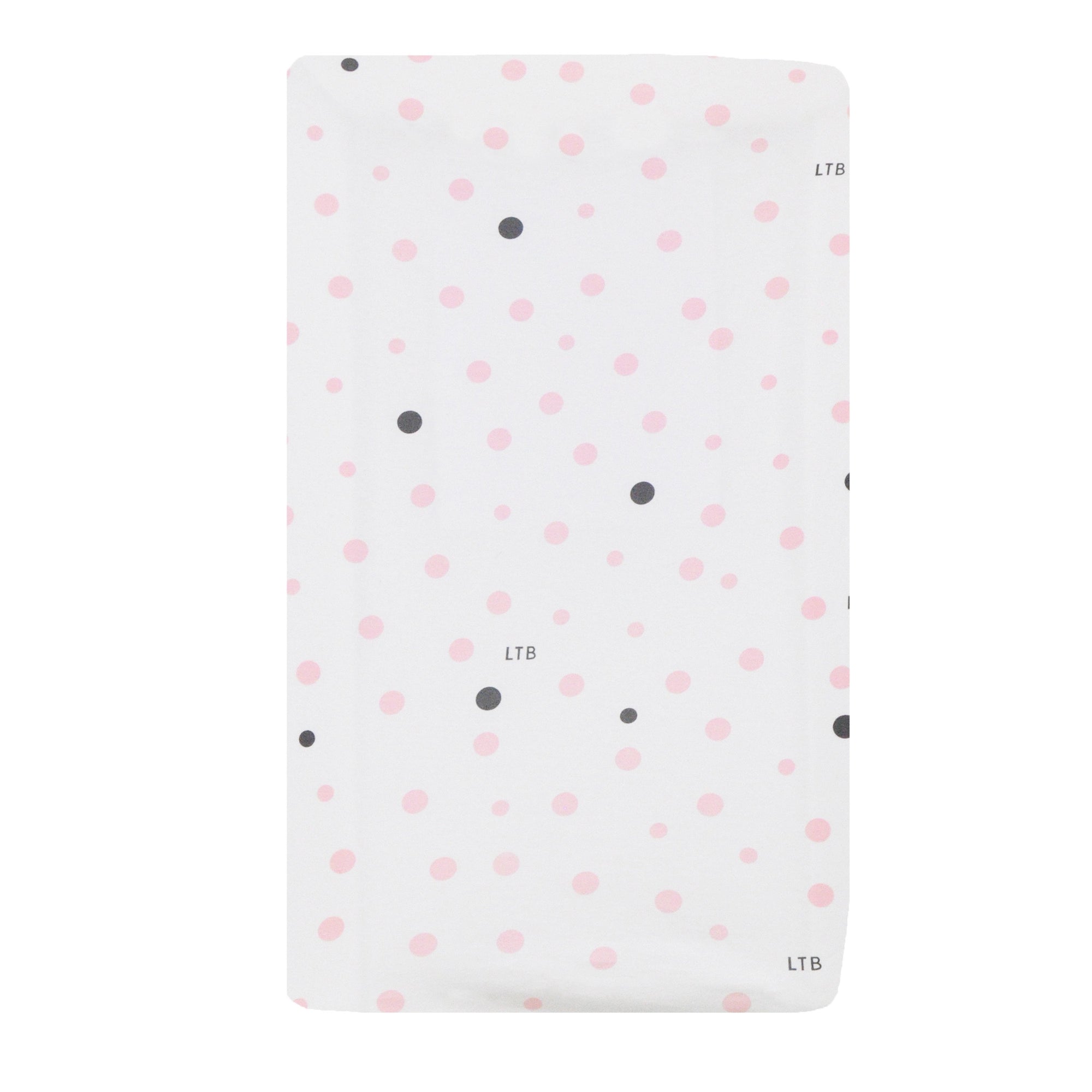 Little Turtle Baby - Changing Pad Cover - Pale Pink & Grey Spots
