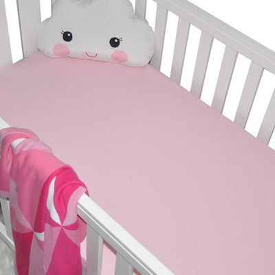 Little Turtle Baby - Fitted Cot Sheet - Pale Pink