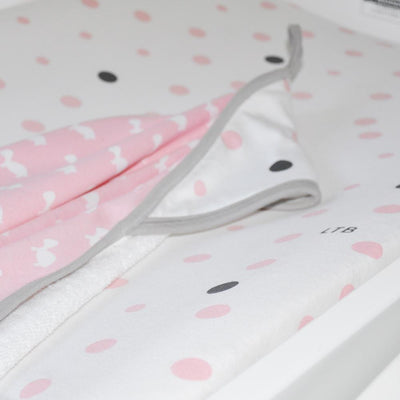 Little Turtle Baby - Changing Pad Cover - Pale Pink & Grey Spots