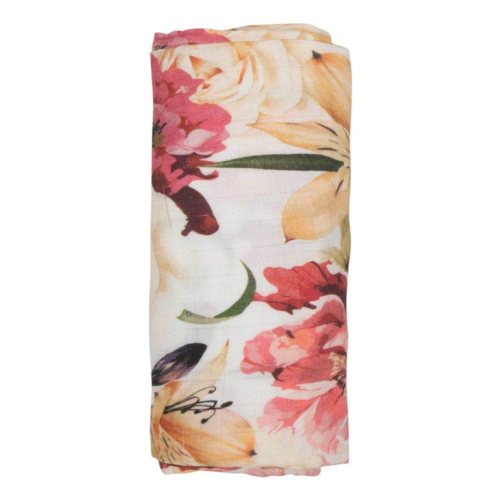 Posh Peanut - Muslin Bamboo Baby Swaddle Wrap - Autumn Floral