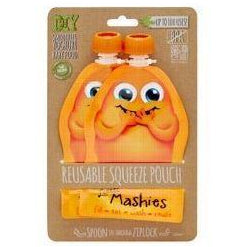 Little Mashies - Reusable Food Pouches 2PK (Orange) - Feeding - Little Mashies - Afterpay - Zippay Carry Them Close