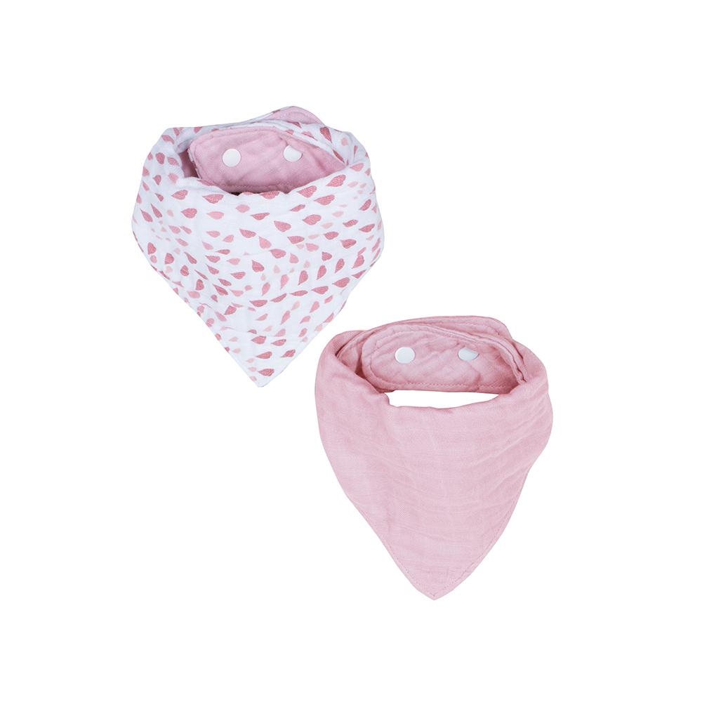 Bebe Au Lait - Muslin Bandana Bibs (2pk) - Rose Quartz & Petal