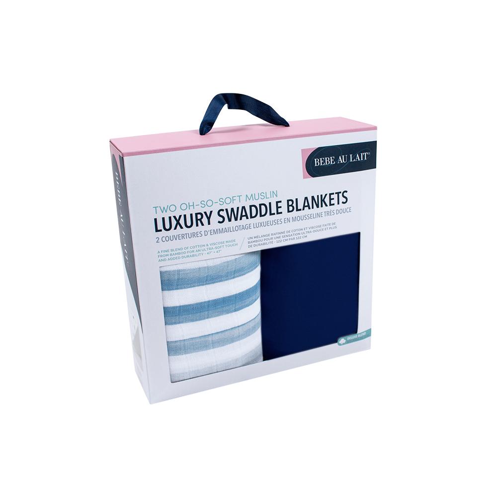 Bebe Au Lait - Bamboo Baby Swaddle - Sailor & Carmel Bay (2pk)
