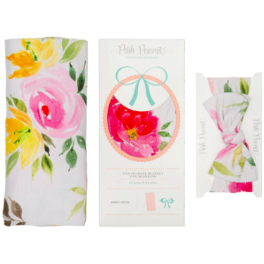 Bamboo Baby Swaddle Set - Watercolor Bloom - Swaddle - Posh Peanut - Afterpay - Zippay Carry Them Close