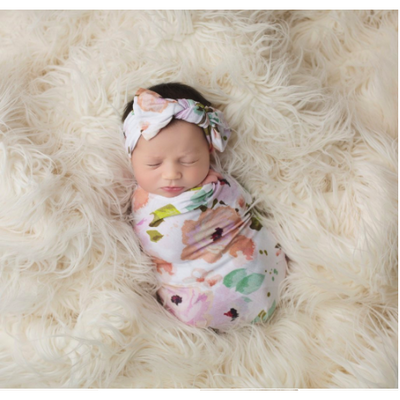 Bamboo Baby Swaddle Set - White Winter Peony - Swaddle - Posh Peanut - Afterpay - Zippay Carry Them Close