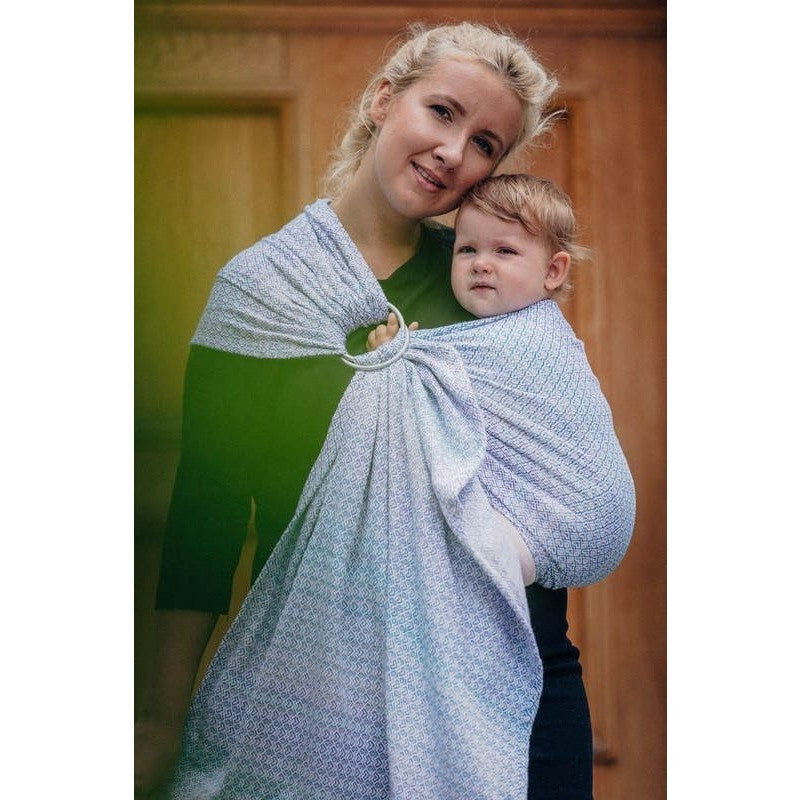 Lenny Lamb Ring Sling - Little Love Summer Sky (Merino, Silk, Wool, Cashmere, Cotton), , Ring Sling, Lenny Lamb, Carry Them Close - 8