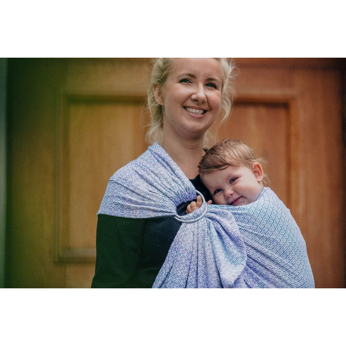 Lenny Lamb Ring Sling - Little Love Summer Sky (Merino, Silk, Wool, Cashmere, Cotton), , Ring Sling, Lenny Lamb, Carry Them Close - 5