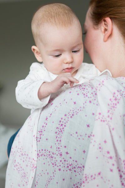 The Little Linen Company - Cotton Muslin Baby Swaddle - Starlight Pink