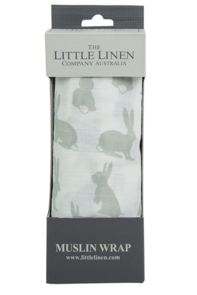 The Little Linen Company - Cotton Muslin Baby Swaddle - Bunny Shadows