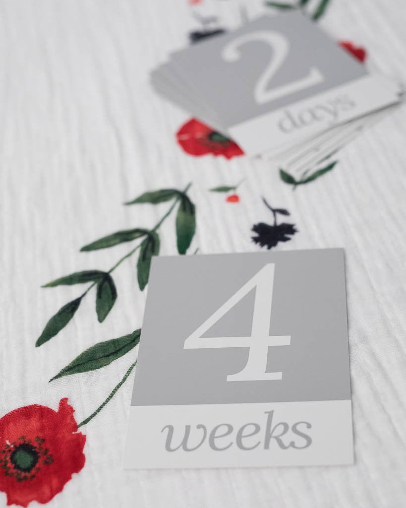 Little Unicorn - Photo Blanket Swaddle & Milestone Set - Summer Poppy