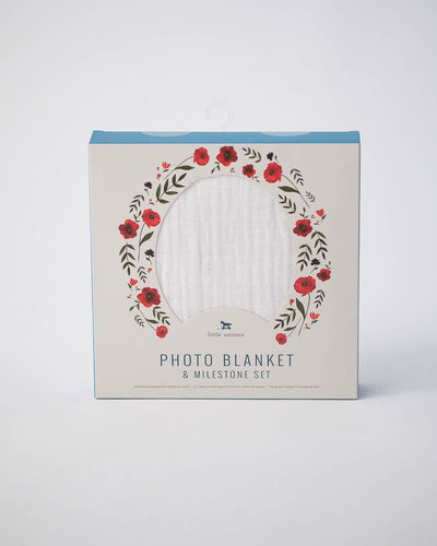 Little Unicorn - Photo Blanket Swaddle & Milestone Set - Summer Poppy