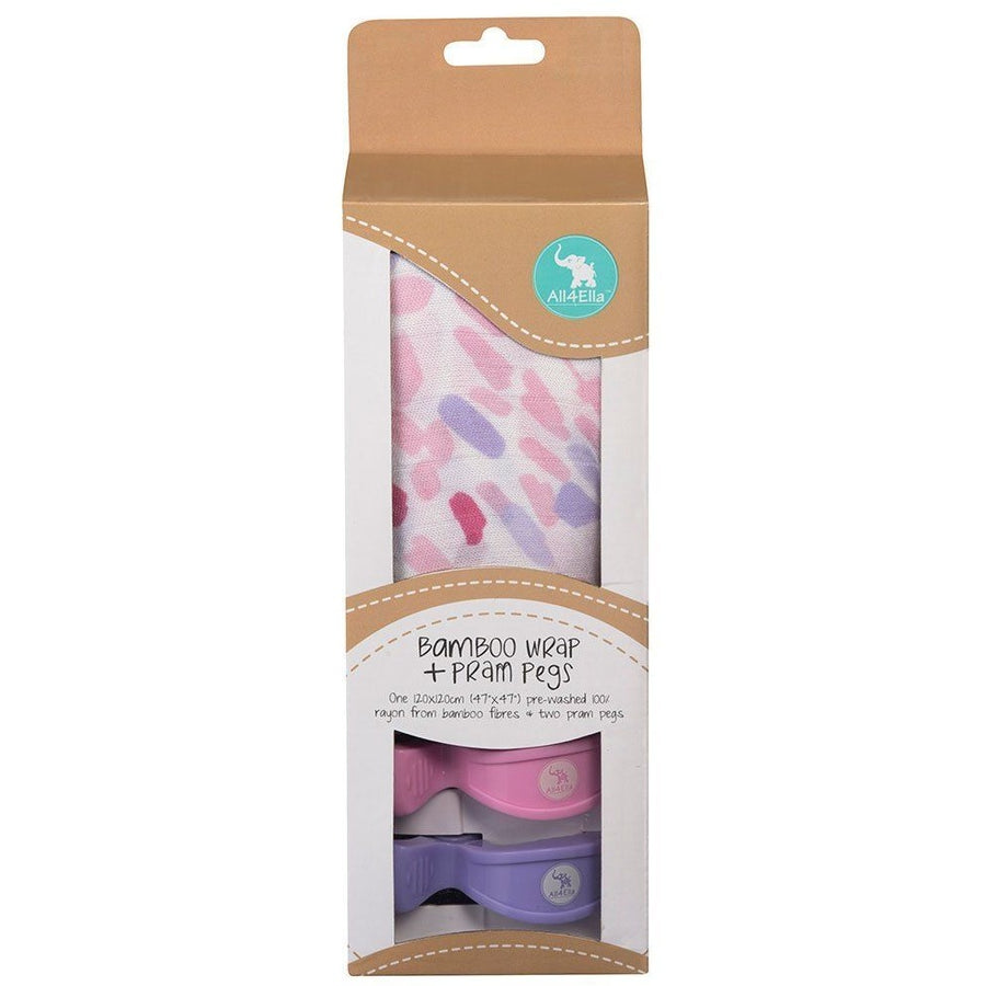 All4Ella Bamboo Baby Swaddle Wrap & Pram Peg Set - Abstract Pink - Swaddle - All4Ella - Afterpay - Zippay Carry Them Close