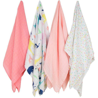 Weegoamigo Muslin Swaddle Wraps - Party Animals (4pk) - Swaddle - Weegoamigo - Afterpay - Zippay Carry Them Close