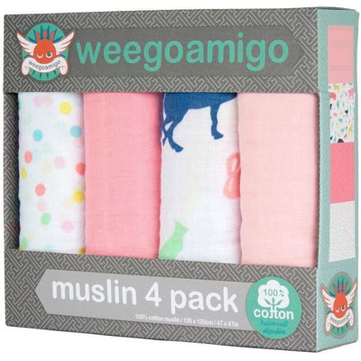 Weegoamigo Muslin Swaddle Wraps - Party Animals (4pk) - Swaddle - Weegoamigo - Afterpay - Zippay Carry Them Close
