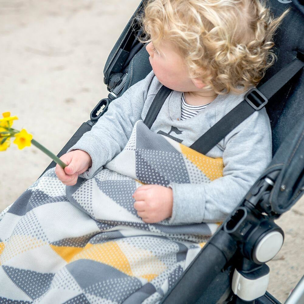 Weegoamigo Bamboo Knitted Baby Blanket - Geo Charcoal - Baby Blankets - Weegoamigo - Afterpay - Zippay Carry Them Close
