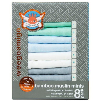 Weegoamigo Bamboo Mini Muslin - Pastel (8pk) - Swaddle - Weegoamigo - Afterpay - Zippay Carry Them Close