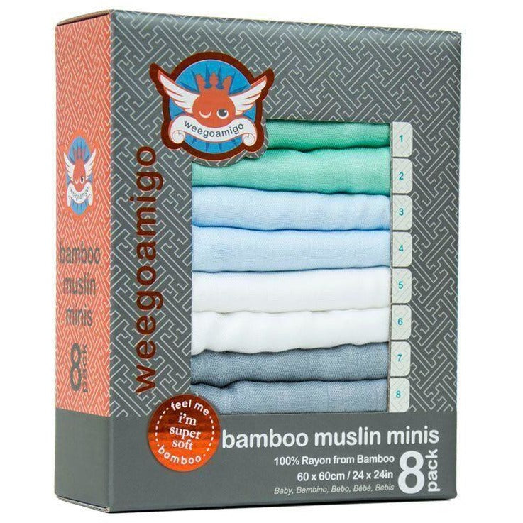 Weegoamigo Bamboo Mini Muslin - Pastel (8pk) - Swaddle - Weegoamigo - Afterpay - Zippay Carry Them Close