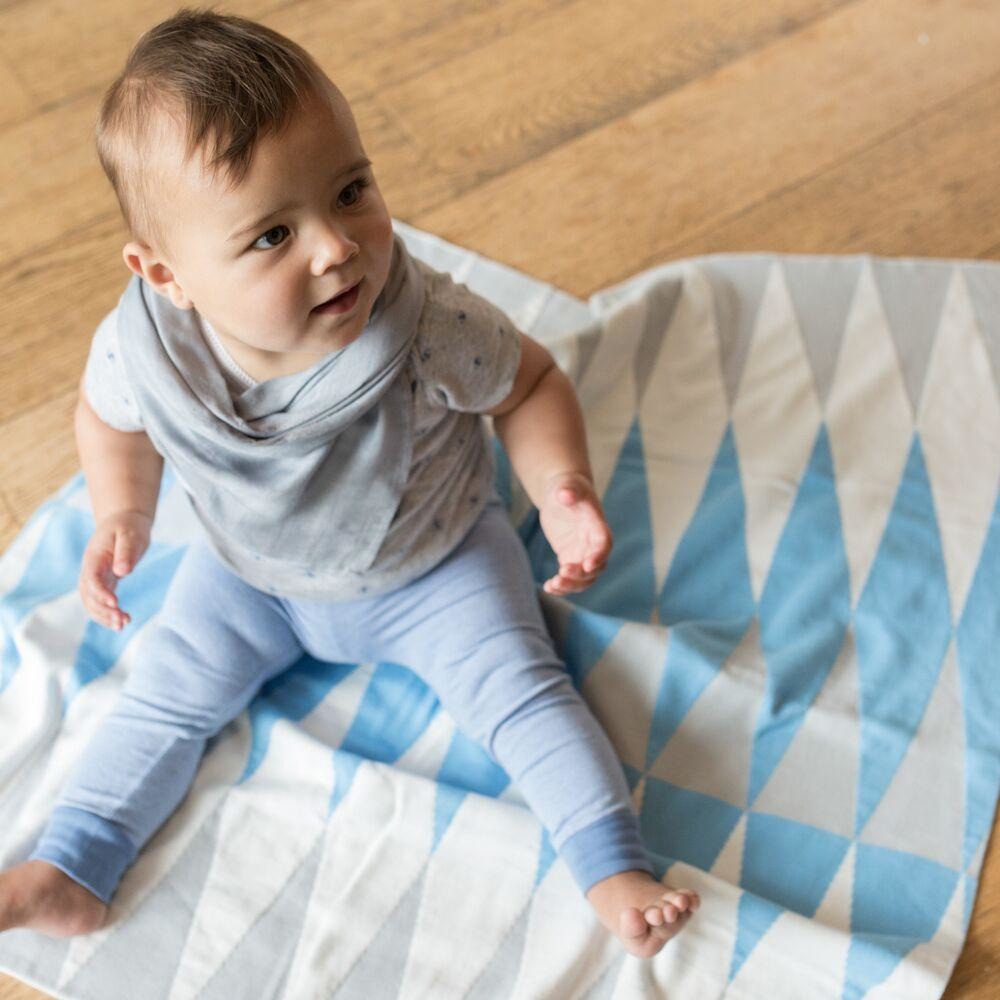 Weegoamigo Cotton Knitted Blanket - Carousel Blue - Baby Blankets - Weegoamigo - Afterpay - Zippay Carry Them Close