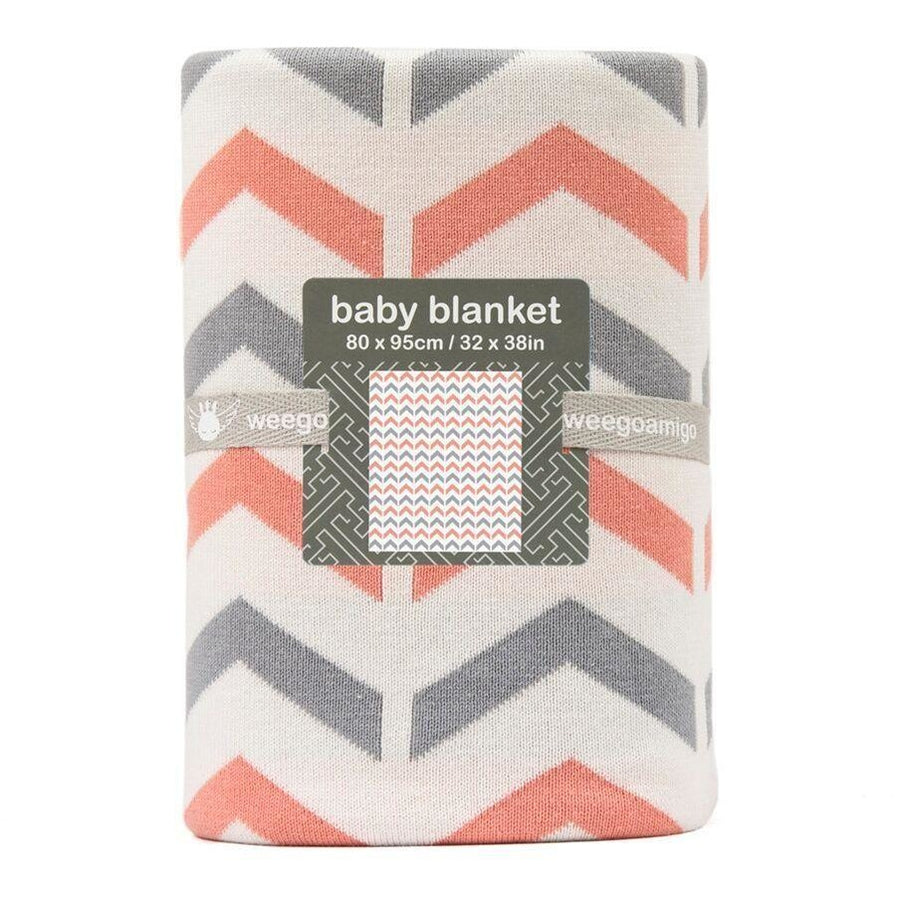 Weegoamigo Cotton Knitted Blanket - Ziggy Coral - Baby Blankets - Weegoamigo - Afterpay - Zippay Carry Them Close