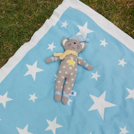 Weegoamigo - Cotton Knitted Blanket - Stellar Pale Blue - Baby Blankets - Weegoamigo - Afterpay - Zippay Carry Them Close