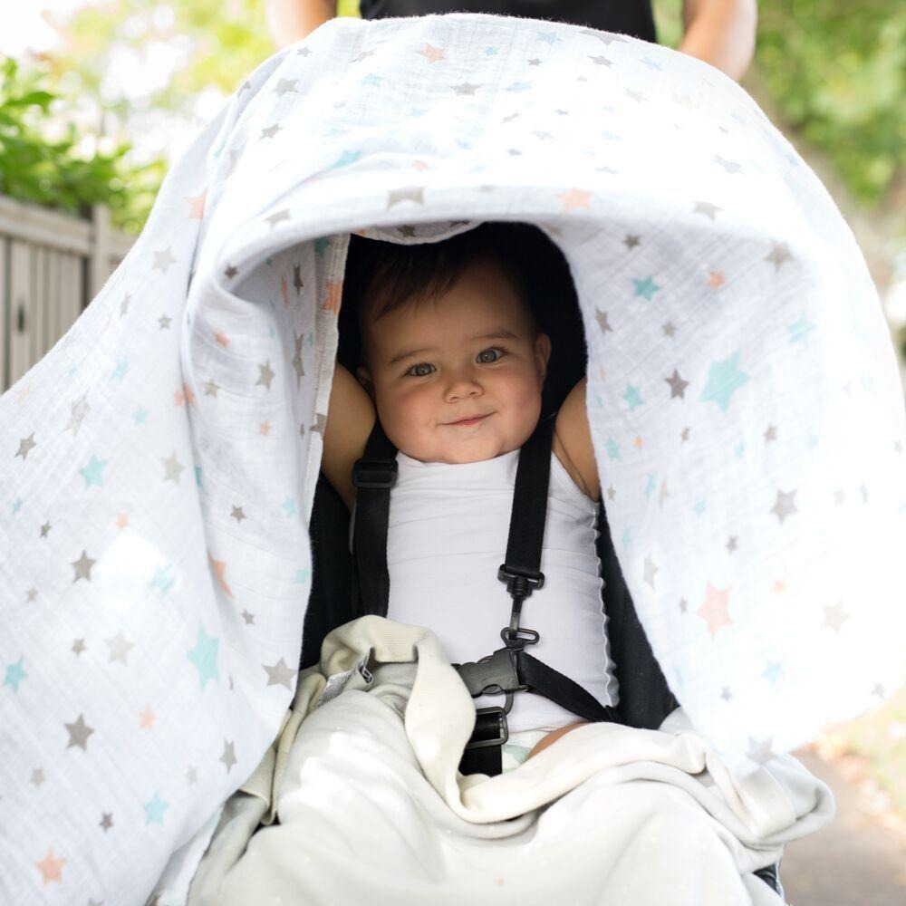 Weegoamigo Muslin Swaddle Wraps - Twinkle Blue - Swaddle - Weegoamigo - Afterpay - Zippay Carry Them Close