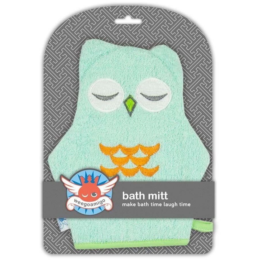 Weegoamigo Bath Mitt - Teal Owl - Bath - Weegoamigo - Afterpay - Zippay Carry Them Close