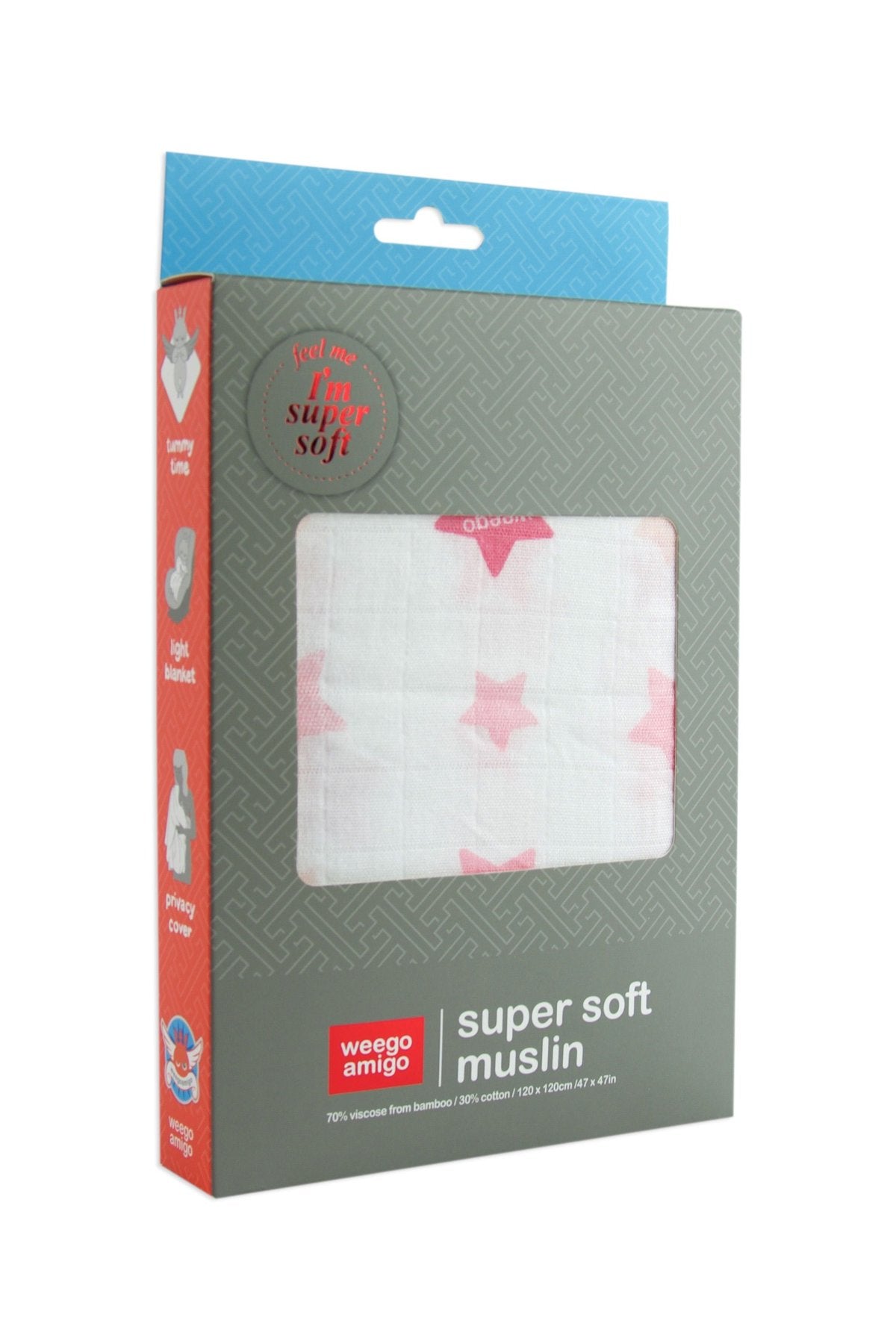 Weegoamigo - Bamboo Swaddle Wraps - Stars Pink