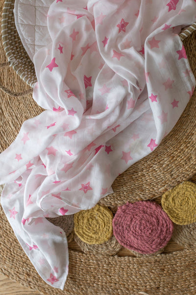 Weegoamigo - Bamboo Swaddle Wraps - Stars Pink