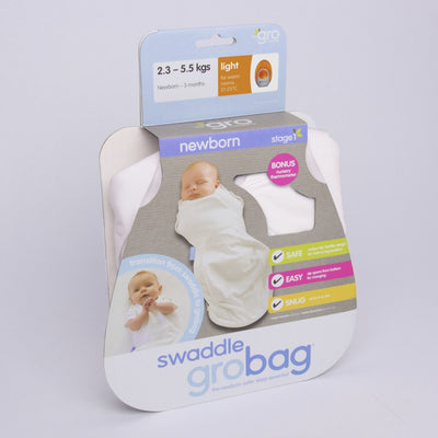 Grobag Newborn Swaddle (Light Weight) - Pure White - swaddle - The Gro Company - Afterpay - Zippay Carry Them Close
