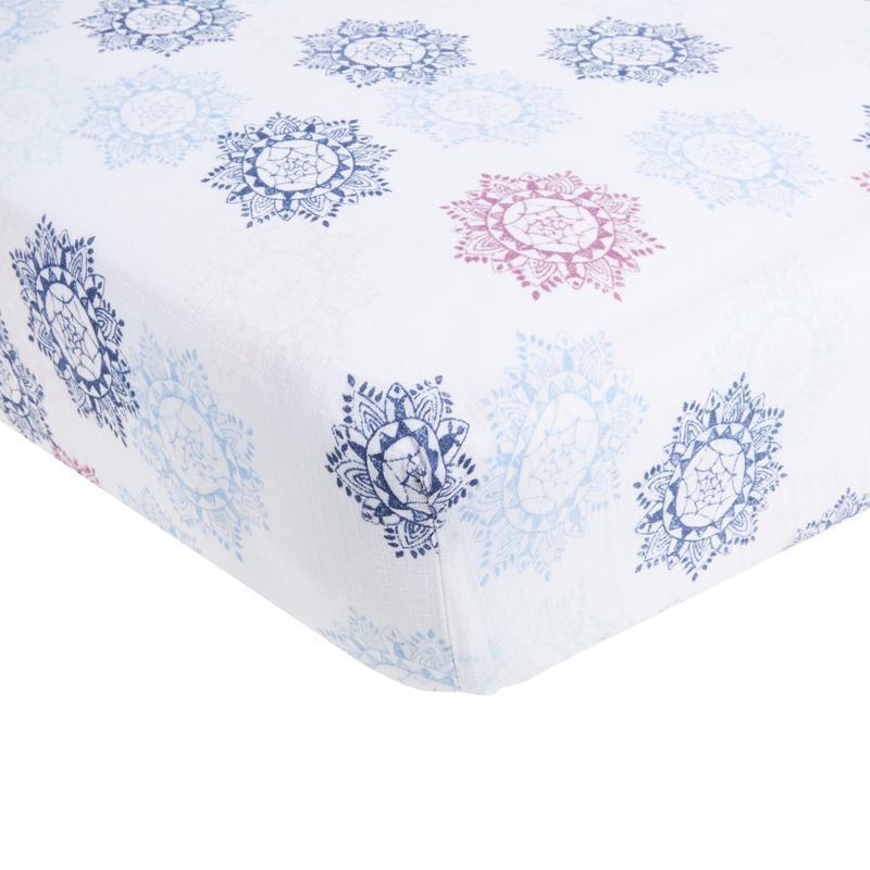 Aden and Anais - Aden by Aden + Anais - Cot Sheet Muslin - Pretty Pink Medallion