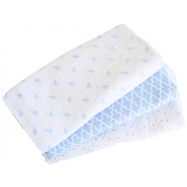 Alimrose Muslin Swaddle - Bonne Nuit Pale Blue (Set of 3) - Swaddle - Alimrose - Afterpay - Zippay Carry Them Close