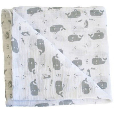 Alimrose Muslin Swaddle - Charcoal Whale - Swaddle - Alimrose - Afterpay - Zippay Carry Them Close