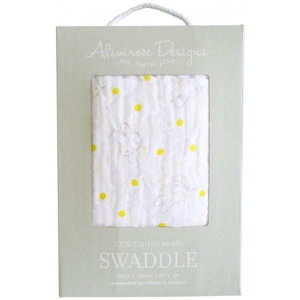Alimrose Muslin Swaddle - Remy Bunny Yellow - Swaddle - Alimrose - Afterpay - Zippay Carry Them Close