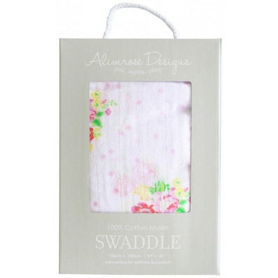 Alimrose Muslin Swaddle - Rose Floral Spots - Swaddle - Alimrose - Afterpay - Zippay Carry Them Close