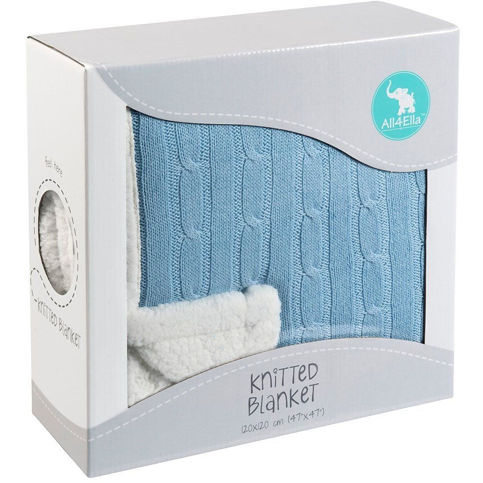 All4Ella - Knitted Blanket Blue - Baby Blankets - All4Ella - Afterpay - Zippay Carry Them Close