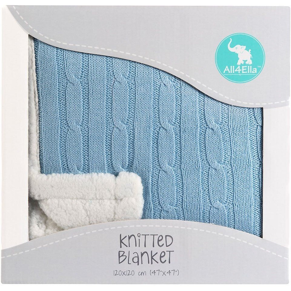 All4Ella - Knitted Blanket Blue - Baby Blankets - All4Ella - Afterpay - Zippay Carry Them Close