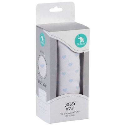 All4Ella Jersey Baby Swaddle Wrap - Blue Hearts - Swaddle - All4Ella - Afterpay - Zippay Carry Them Close