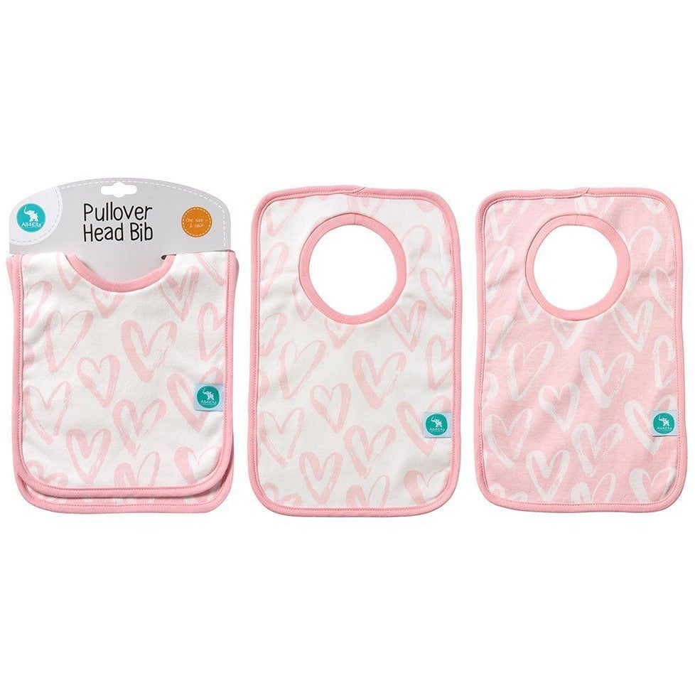 All4Ella Bibs Pull over Head (Set 2) - Hearts Pink - Clothing - All4Ella - Afterpay - Zippay Carry Them Close