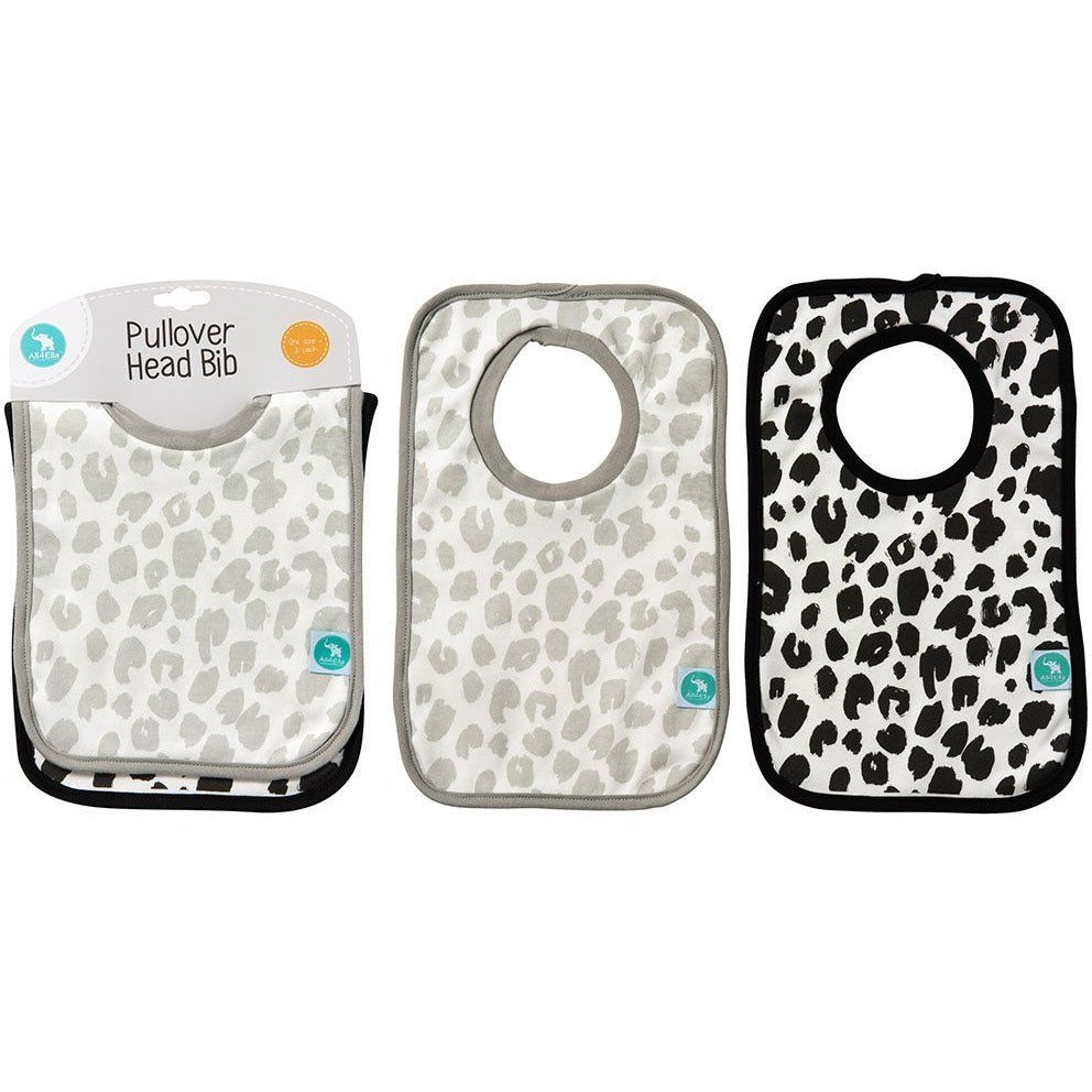 All4Ella Bibs Pull over Head (Set 2) - Leopard Black - Clothing - All4Ella - Afterpay - Zippay Carry Them Close