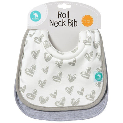 All4Ella Bibs Roll Neck (Set 2) - Hearts Grey - Clothing - All4Ella - Afterpay - Zippay Carry Them Close