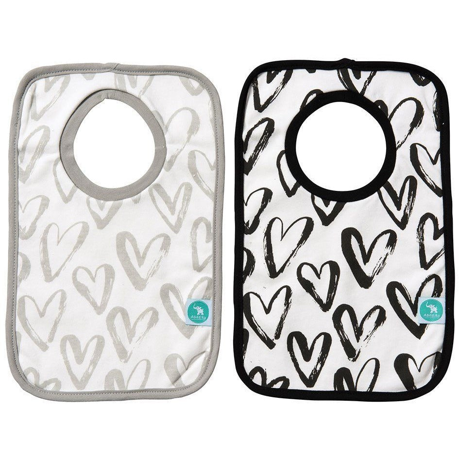 All4Ella Bibs Pull over Head (Set 2) - Hearts Black - Clothing - All4Ella - Afterpay - Zippay Carry Them Close