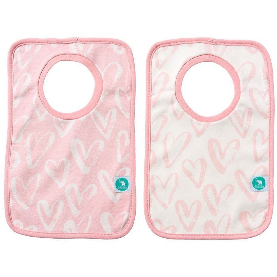 All4Ella Bibs Pull over Head (Set 2) - Hearts Pink - Clothing - All4Ella - Afterpay - Zippay Carry Them Close