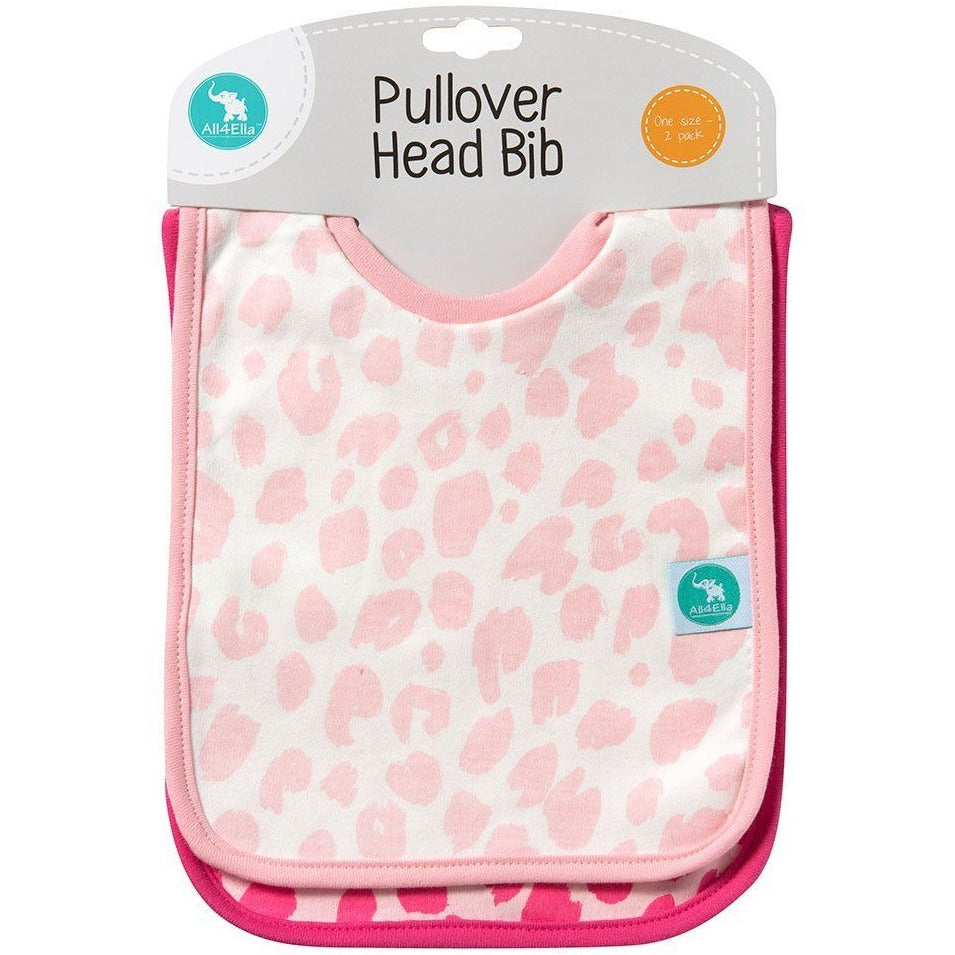 All4Ella Bibs Pull over Head (Set 2) - Leopard Pink - Clothing - All4Ella - Afterpay - Zippay Carry Them Close