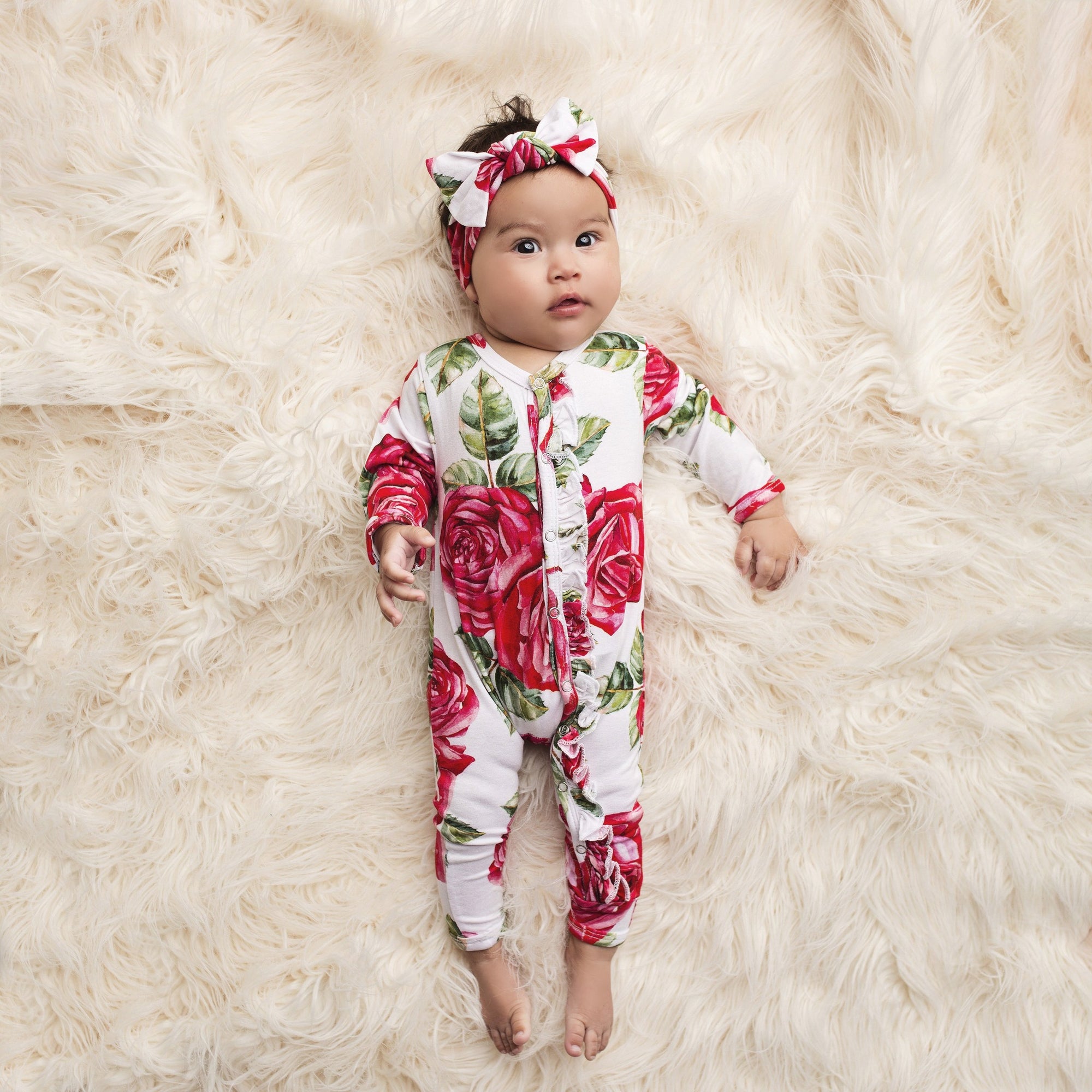 Posh Peanut Bamboo Romper - Dolce Red Rose